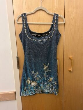 Blue Embellished Mini Dress